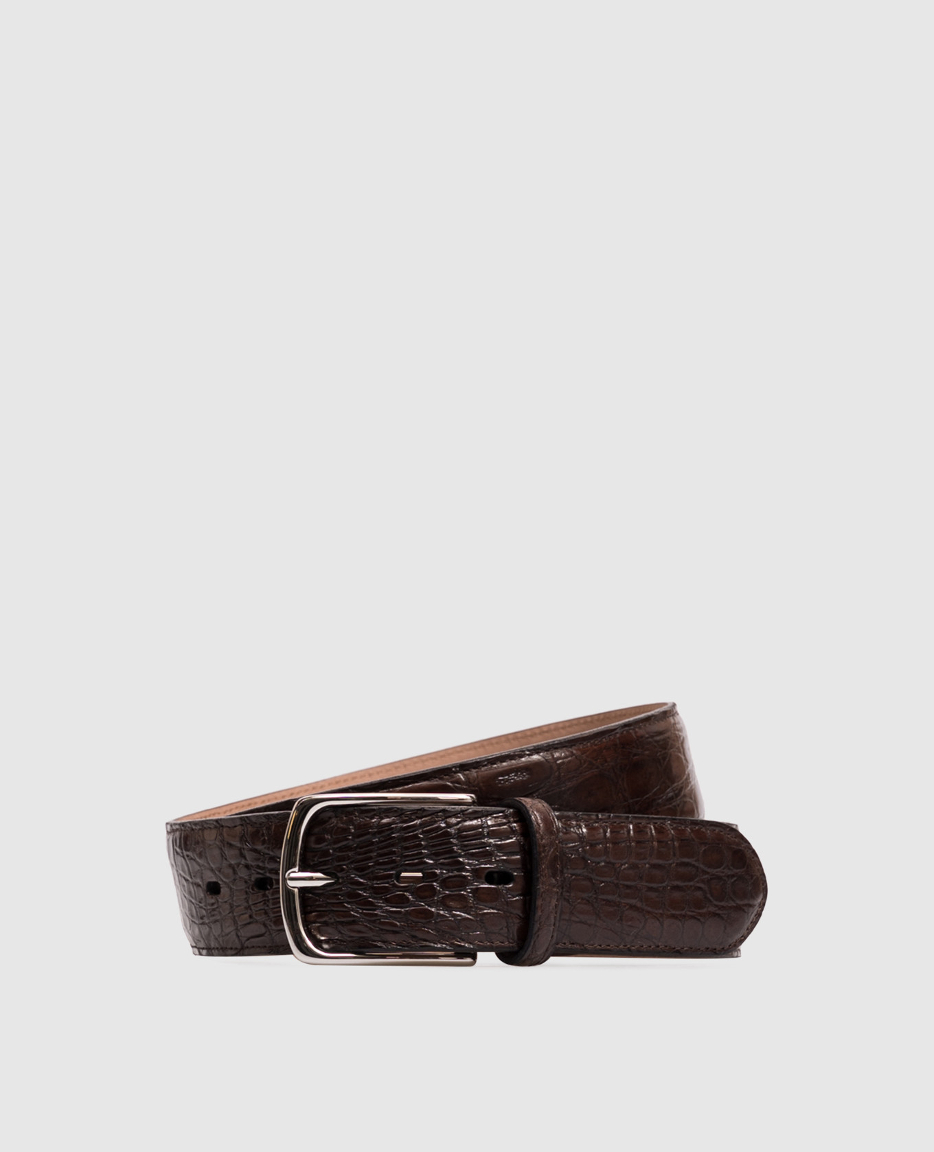 Brown crocodile leather belt