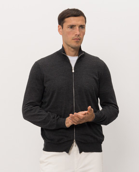 Brunello Cucinelli Dark gray wool and cashmere cardigan M2400106