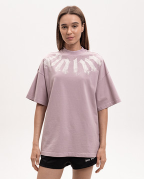 Palm Angels Purple T-shirt with logo print PWAA07BS26JER007