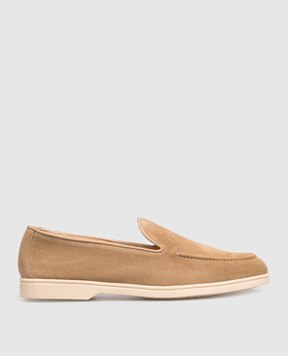 Doucal's Brown suede loafers with textured logo DD8893JOANUY229