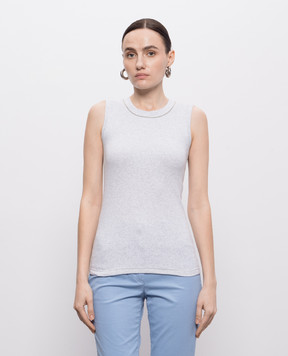 Peserico Grey melange tank top with monil chain S08700J005669