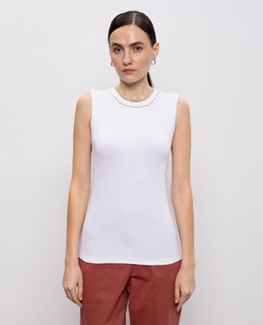 Peserico White top with monil chain and lurex A08625J05669C