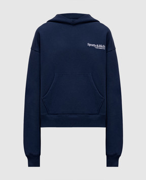 Sporty & Rich Blue hoodie with logo print ST095710087BL106w