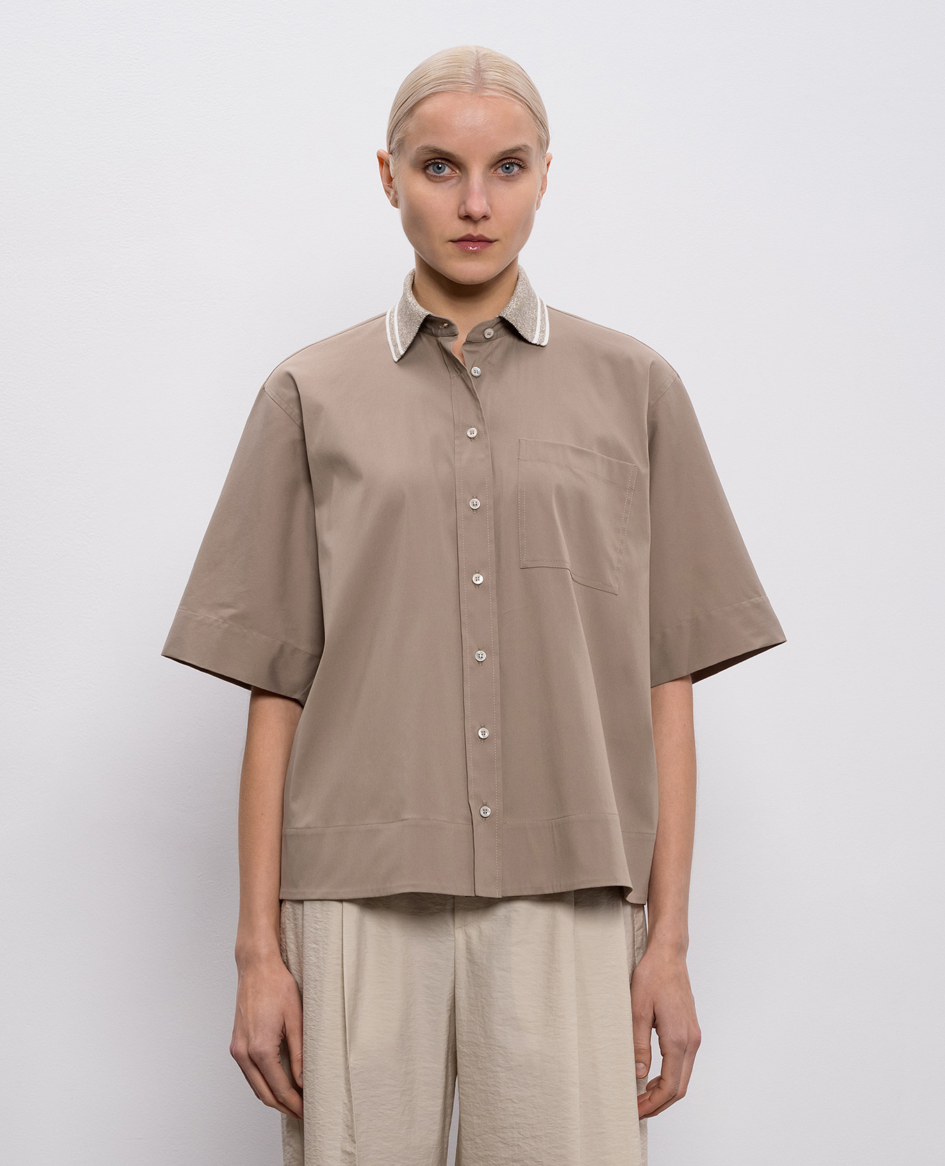 Brown shirt with lurex Brunello Cucinelli 3