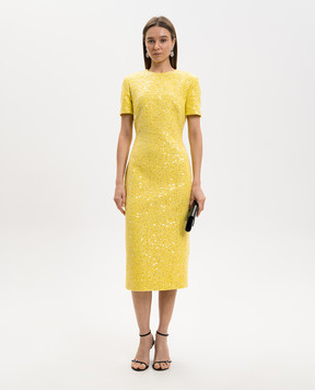 David Koma Yellow tweed sheath dress with sequins RE26DK77D