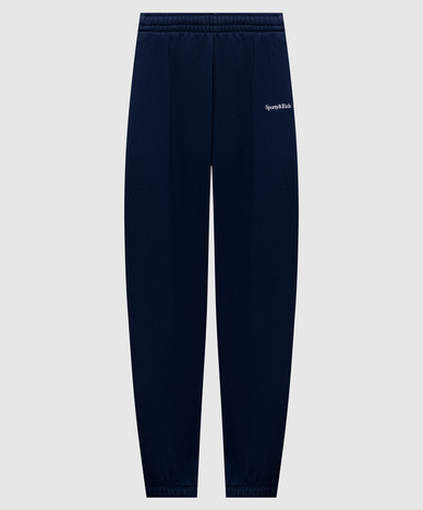 Blue insulated joggers with logo embroidery