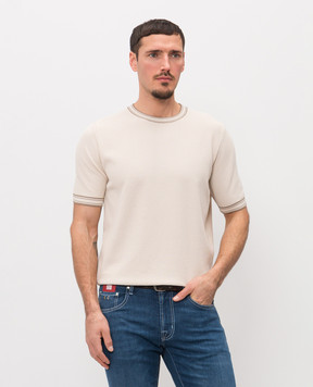 Peserico Beige t-shirt with edging R59495F149173T