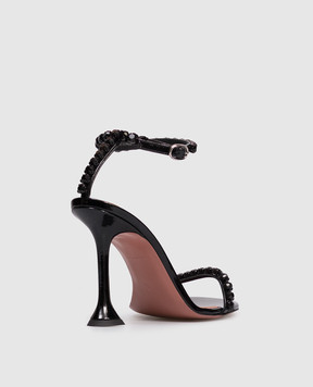 Amina Muaddi Gigi black patent leather sandals with crystals 15S365692GIG