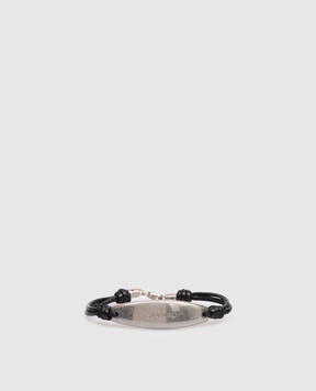 Saint Laurent Black leather cord bracelet with logo engraving A006XEBL44E