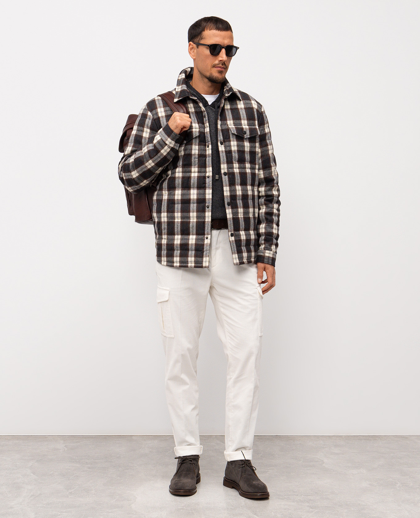 

Grey checked wool down jacket Peserico
