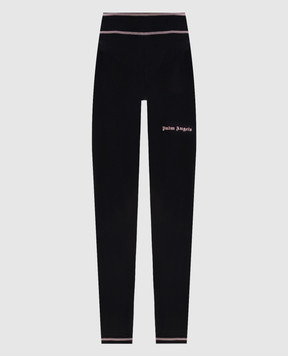 Palm Angels Black leggings with contrast logo print PWVG020S26FAB001