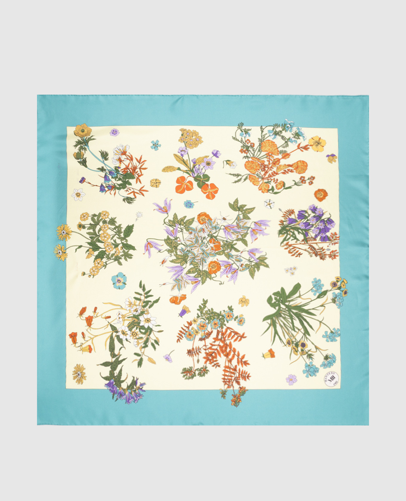 Yellow silk scarf with branded print