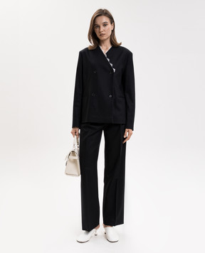 Loulou de Saison LEANDRA black double-breasted wool and cashmere jacket LEANDRA