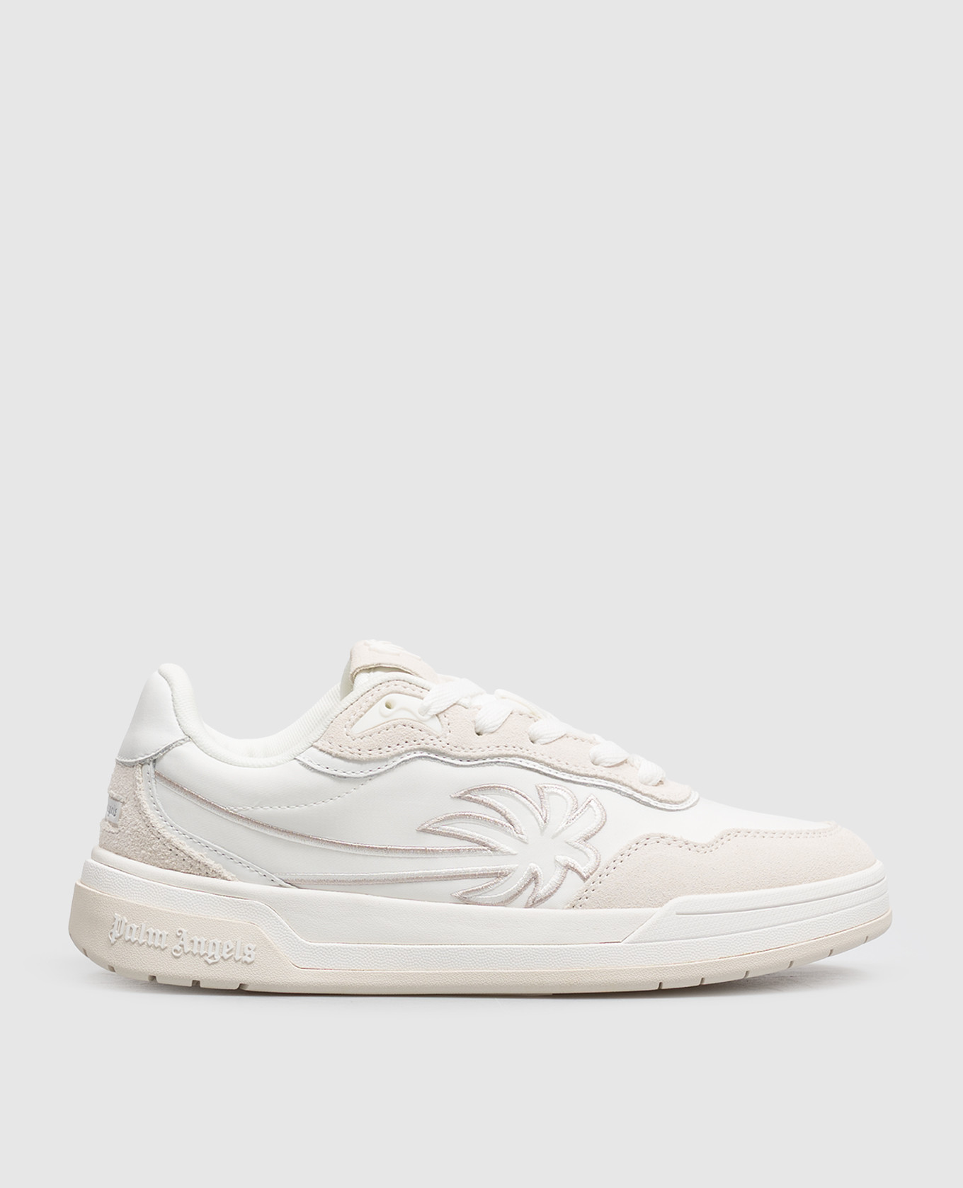 White combination sneakers with embroidered emblem