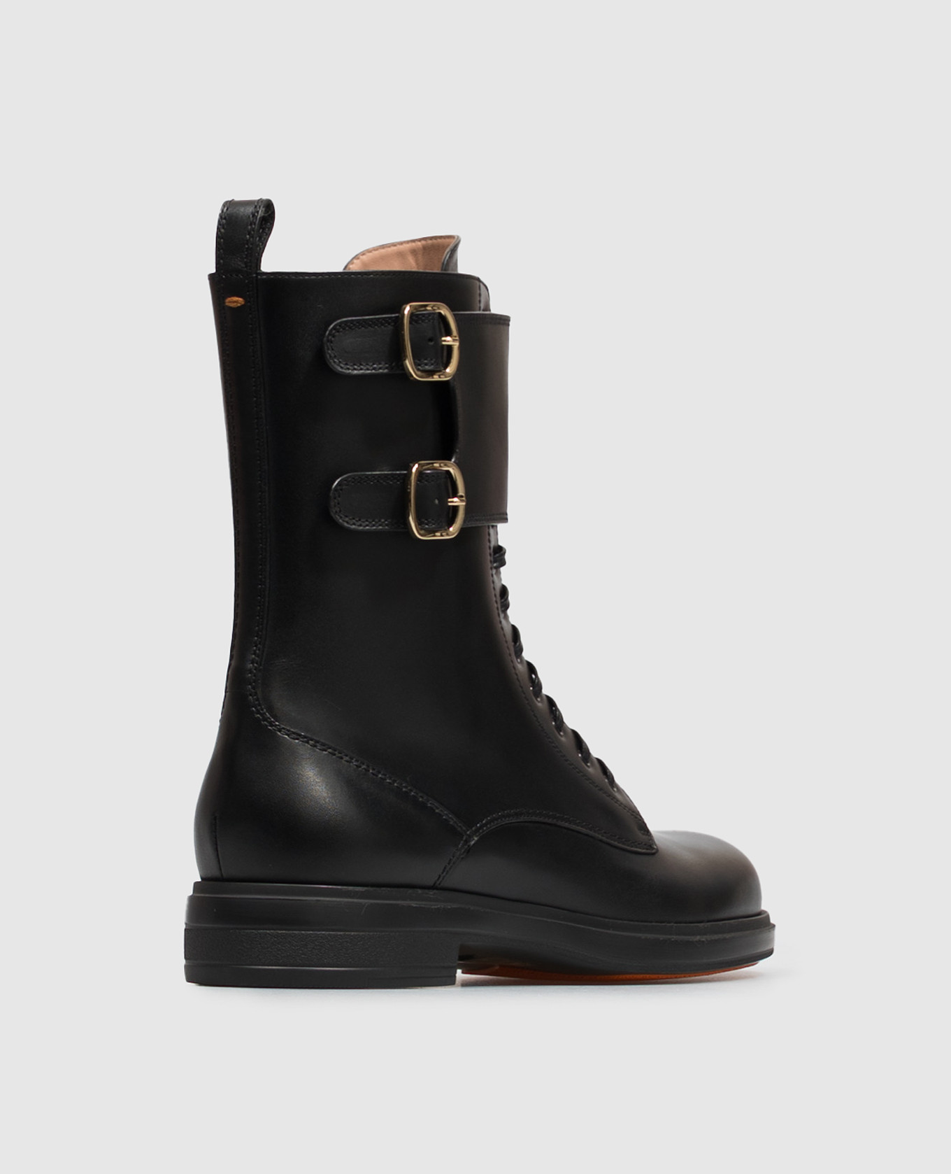 Black leather boots with straps Santoni 3