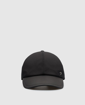Stefano Ricci Black cap with leather peak and emblem MCV61NV15EPL001H