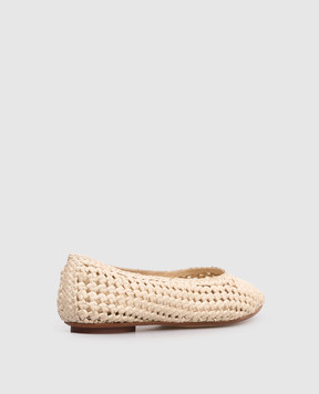 Dragon Beige leather braided ballet flats DGS65106