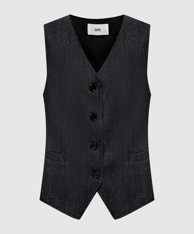 Dark gray patterned wool vest