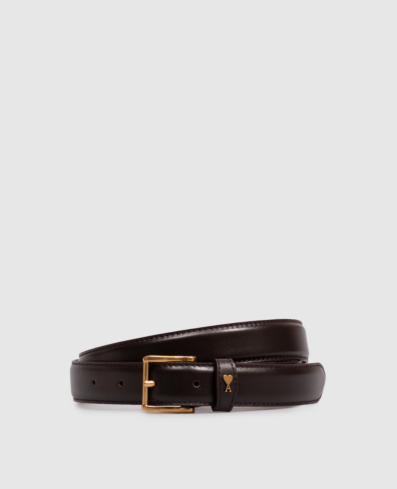 Brown leather belt Paris with emblem