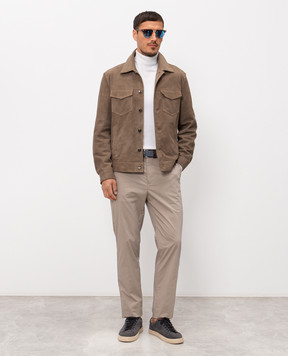 Peserico Beige pants with logo patch R5472503654