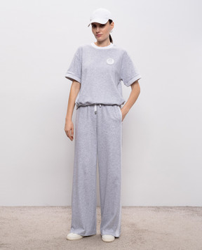 Peserico Grey melange T-shirt with logo patch S06475J005667