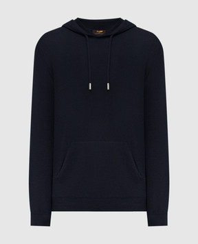 MooRER Blue ZANE wool hoodie ZANEW12