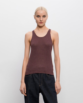 Brunello Cucinelli Burgundy cashmere and silk lurex tank top M41848600