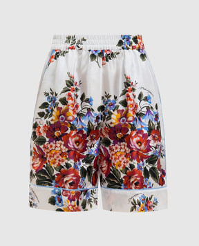 Dolce&Gabbana White floral silk shorts FTC42TIS11I