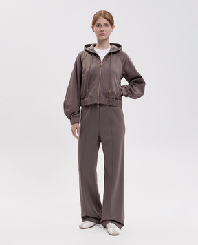 Moncler Brown pants with logo patch L20938H0000289A66
