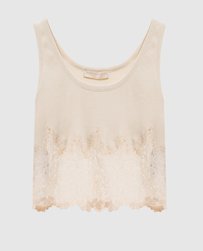 Ermanno Scervino Beige top with lace D482L303APXHC