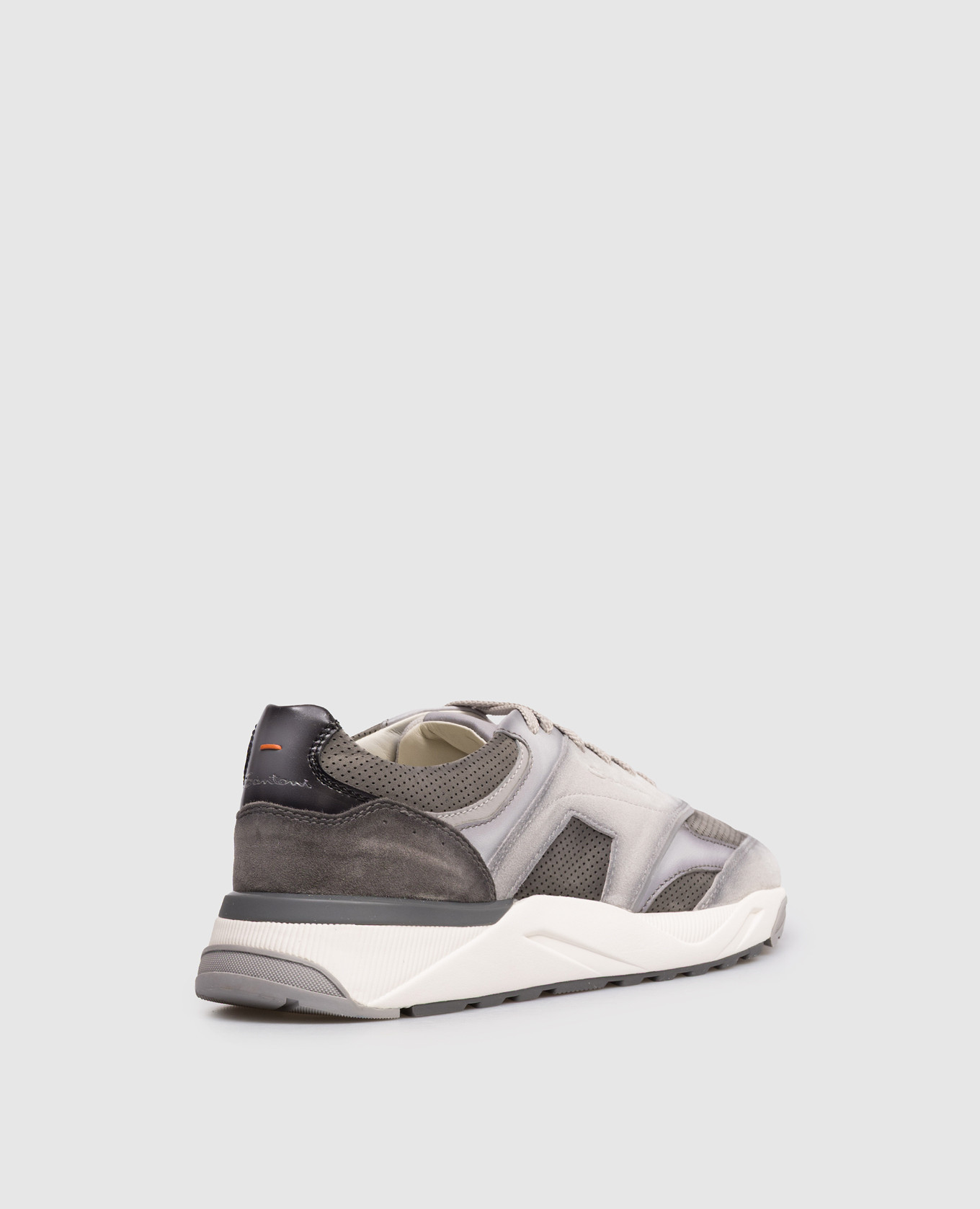 

Grey suede sneakers with embossed logo Santoni