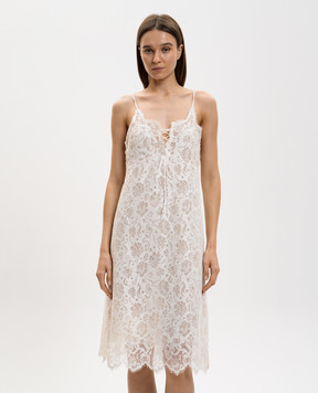 Ermanno Scervino White dress with linen lace D482Q398GQJ
