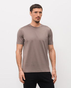 Bertolo Cashmere Brown T-shirt with emblem 000252001912