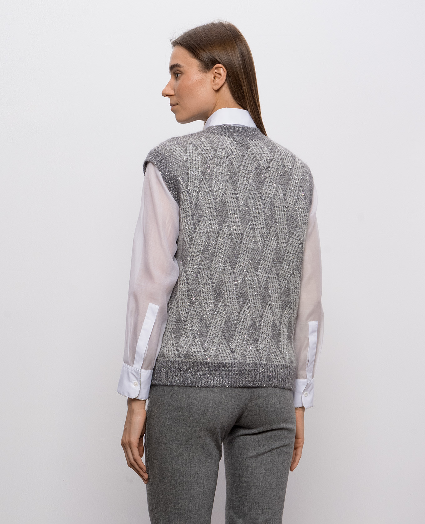 Gray vest with sequins Peserico 4