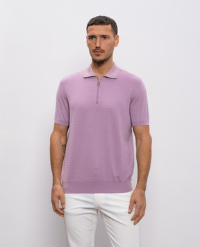 Stefano Ricci Purple wool, cashmere and silk patterned polo shirt W505507P31W26150