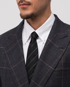 Brunello Cucinelli Black striped silk tie MI8890018