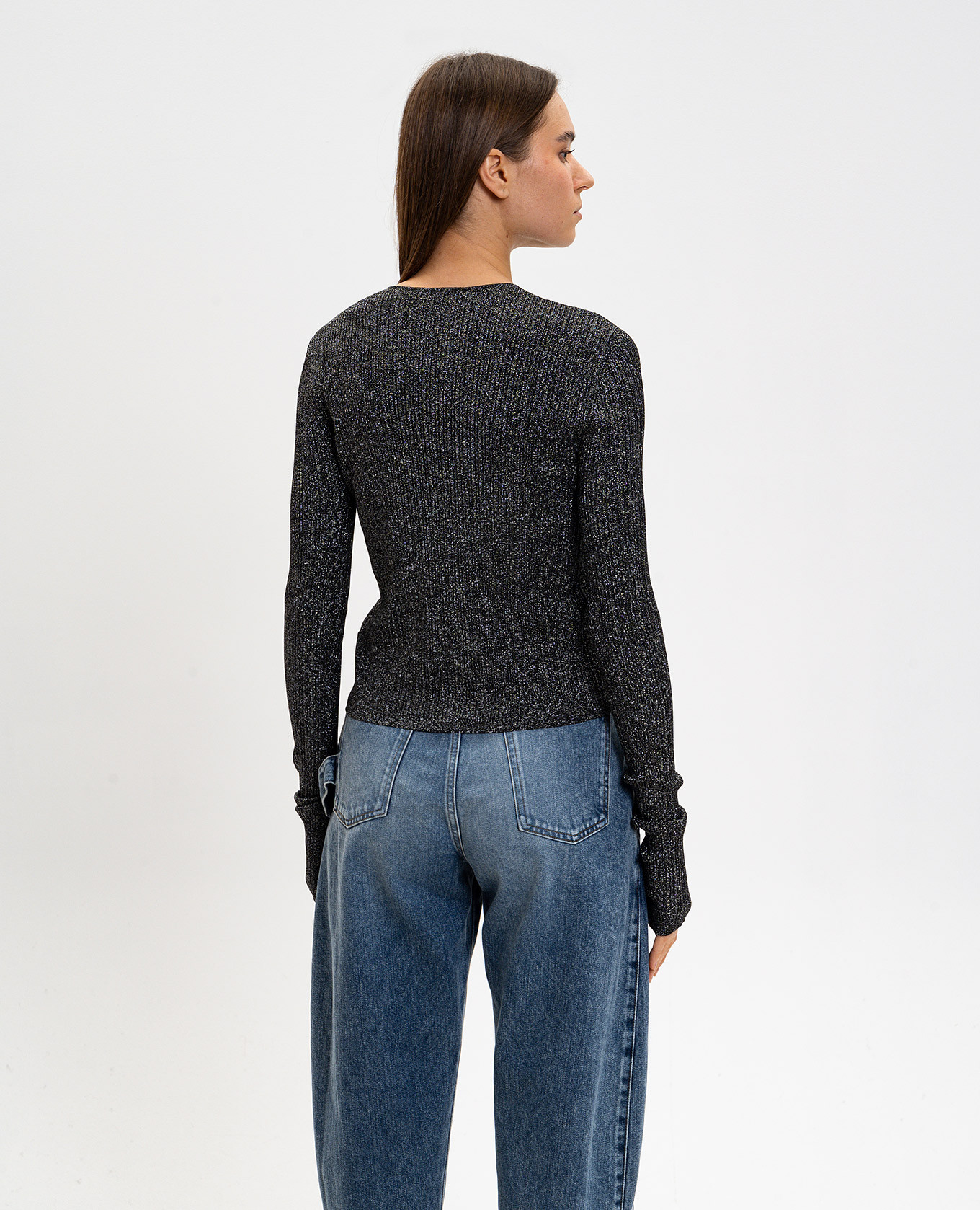 Black ribbed cardigan with lurex AMIRI 4