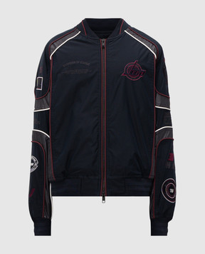 Juun.j Blue bomber jacket with branded patches JC6339P815