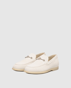 Stefano Ricci White suede loafers with emblem UC64G2242SDP