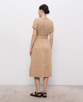 Peserico Brown dress with monil chain S02633A01979