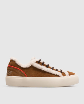 Inuikii Children's brown suede sneakers Lila with fur 300100101113338