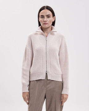 Peserico Beige wool cardigan with sequins A99234F0509336