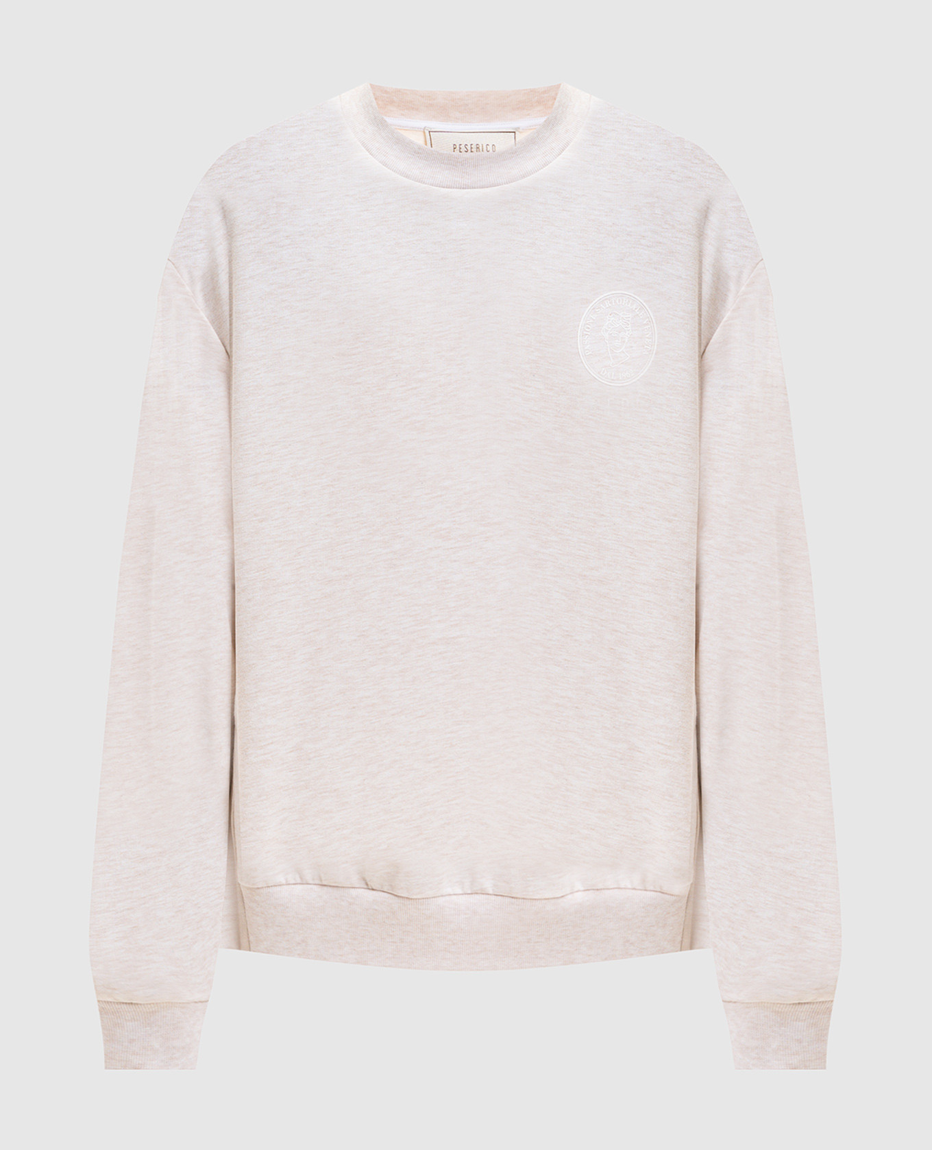 Beige melange sweatshirt with logo