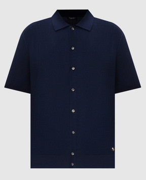 Stefano Ricci Blue short-sleeved shirt with silk K616453PAMF26118