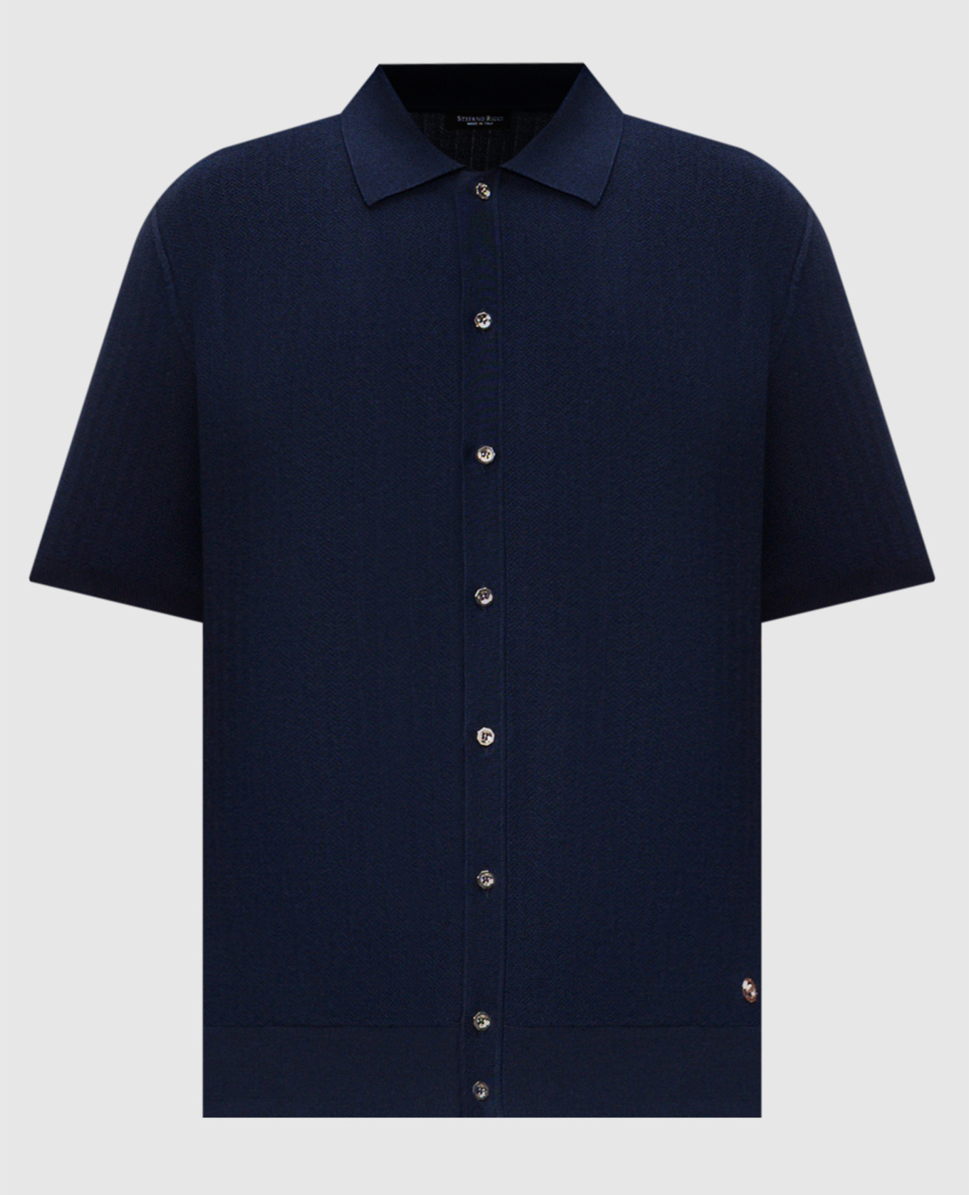 

Blue short-sleeved shirt with silk Stefano Ricci