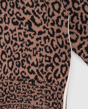Palm Angels Children's brown sweater with leopard pattern F6PAJGJP157