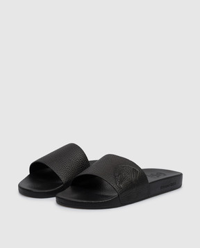Stefano Ricci Black leather sliders UG31G760VD