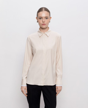 Peserico Beige wool shirt with monil chain A06818D06461