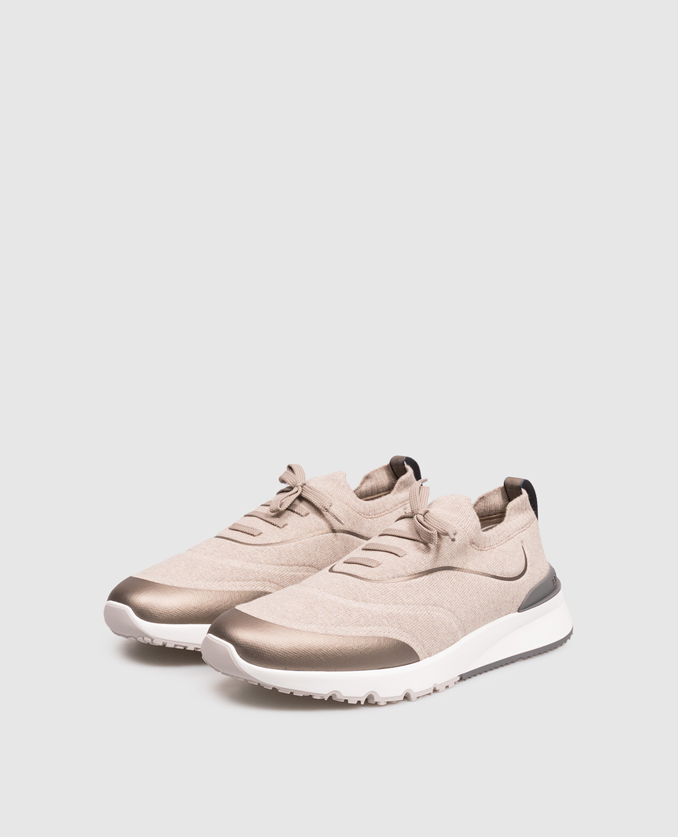 Beige sneakers with textured logo Brunello Cucinelli 2