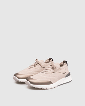 Brunello Cucinelli Beige sneakers with textured logo MZUAUFO340